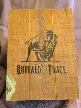 Buffalo Trace Wood Cigar Box with Bison Logo - Rustic Brown